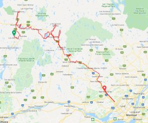 Laurentians – Petit Train du Nord Bicycle Tour – Outline - Map